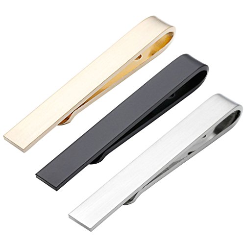 Jovivi 3pcs Set Stainless Steel Mens Mirror Thin Slim Regular Necktie Tie Bar Clasp Wedding Gift w/Box
