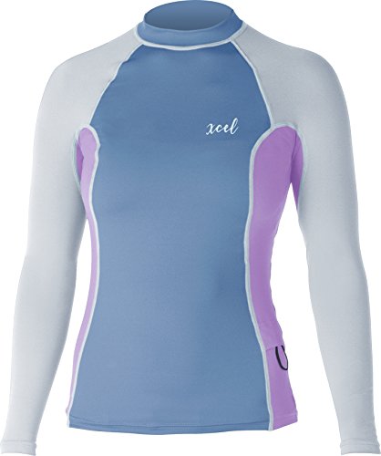 Xcel Womens Monica l/S UV Top with Key Pocket, Faience Blue/Lilac/Ice Grey, X-Small