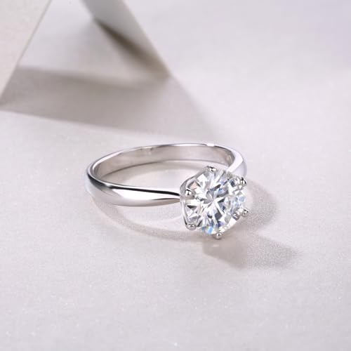 1ct Moissanite Ring For Women,D Color VVS1 Round Solitaire Moissanite,Engagement Proposal Promise Ring,Anniversary Luxurious Bridal Gift,All Size4