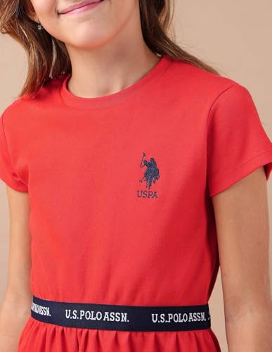 Image of U.S. Polo Assn. Kids Regular fit Cotton Short Sleeves Round Neck Dresses