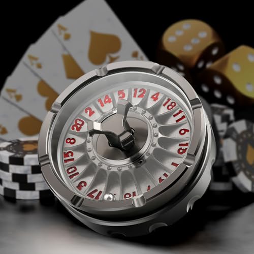 DNDND Dados de ruleta D20, dados metálicos D20 DND de 50 mm con hermosa caja de regalo para Dungeons and Dragons y juego de mesa (negro con número rojo)