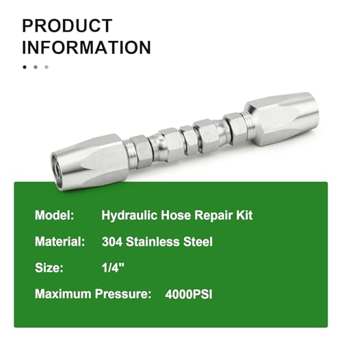 Image of TAISHER 2PCS Hydraulic Hose Repair Kit 1 /4 inch Reusable Fittings, 2-Wire Size #04 Field Repair Kit