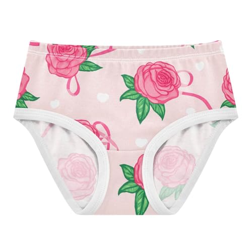 Pink Roses Ribbons Girls Underwear Toddlers 2t Cotton Panties Little Girl Aesthetic Briefs Kids Undies
