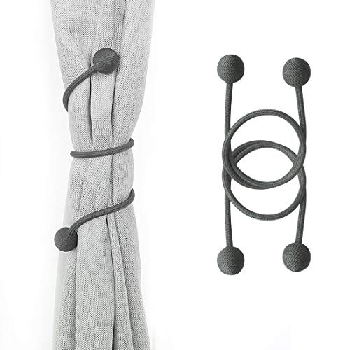 MAIKEHOME Vorhang-Raffhalter, 65,6 cm, für Fenster, Quasten, Raffhalter, dekorative Seil-Vorhanghalter, dunkelgrau, 2 Stück Cover
