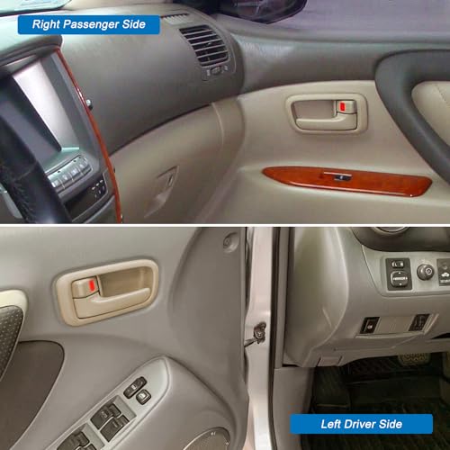 Interior Door Handles with Bezel Fit for Toyota Tundra 2000 2001 2002 2003 2004 2005 2006 Replacement for 692050C010E1 692060C010E1 81257 Left Driver Right Passenger Door Handle (Beige)