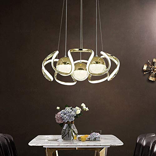 Chandelier LED 3 branches dimmable en spirale de fer forgé pour salon moderne