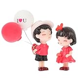 STOBOK 樹脂製キスするカップル人形 車内装飾品 バルーン付き ダッシュボード飾り かわいい車用カップルアクセサリー 車内を華やかに彩る