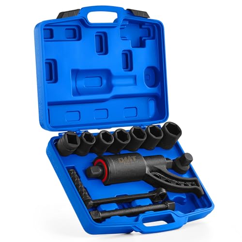 Orion Motor Tech Torque Multiplier 11pc 1 Drive Heavy Duty Torque Multiplier Wrench Set with 8 Cr-V Sockets 21-38mm 6800 Nm 1:64 Labor Saving Lug Nut Remover for Semi Trucks RVs Buses