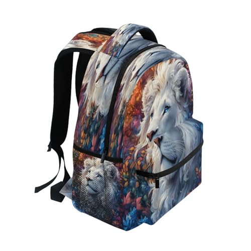 Lion Flower Leaf Blossom Backpack for School Boys Girls Adults Kids Bookbag Laptop Bag 15L2