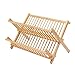 Amazon Basics Égouttoir à vaisselle en bambou - Barres rondes, pliable, 2 niveaux