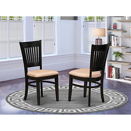 Image of East West Furniture VAC-BLK-C Vancouver Dining Chairs - Linen Fabric Upholstered Wood Chairs, Set of 2, Black