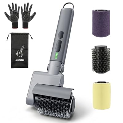Electric Grill Brush for Outdoor, Rechargeable BBQ Grill Cleaner with 3 Heads,Cordless Rechargeable Grill Brush,3-Speed-450 RPM,150 Mins Runtime Grill Cleaning Brush