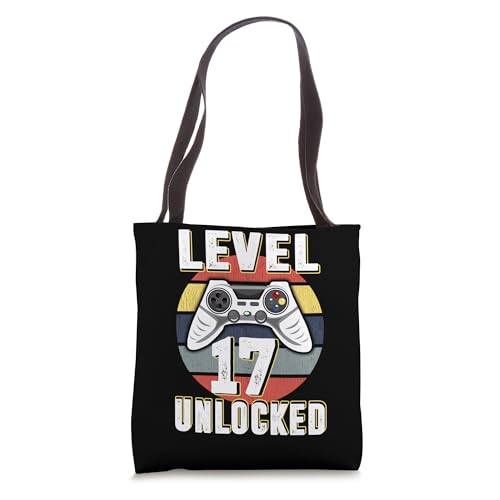 Gamer Level 17 Unlocked Video Game 17th Birthday Boys Girls Tote Bag