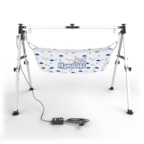 Image of MamaLaps Stainless Steel Automatic Nri Baby Cradles | Ss Folding Autoswing Cradle | Mild Steel Automatic Ghodiyu (Stainless Steel)