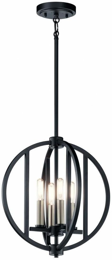Kichler 43642BK Contemporary Modern Four Light Chandelier from Samural Collection in Black Finish