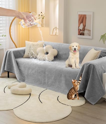 Beacon Pet Sofa Cover for 3 Seat Dog Couch Cover - Waterproof Love Seat Couch Covers L Shape Sofa Slipcover (Light Grey, 71" X134")