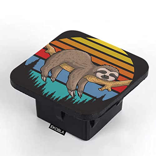 Ekobla Lazy Sloth 2X2 Car Hitch Cover Retro Sunset Cute Animal Sleeping On A Branch Tree Wildlife Square Hitch Box Cover Rear Trailer Receiver Tube Plug Cap Rubber Insert #TOP25