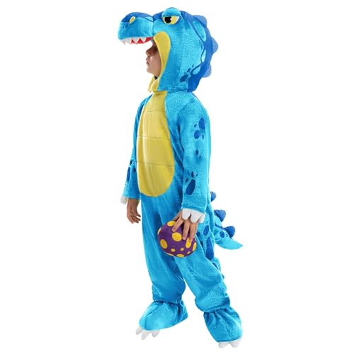 Spooktacular Creations Blue Tyrannosaurus rex Costume, Dinosaur jumpsuit Jumpsuit for Toddler and Child Halloween Dress Up Party - Image 3