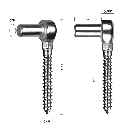 Image of Insaga 304 Stainless Steel Gate Hinge, 5 /8 inch Pin Heavy Duty Lag Screw Hinge for Wooden Fence & Farm Gate, One-Piece Molding Post Side Wood Bolt Hinge (2Pcs,M12)