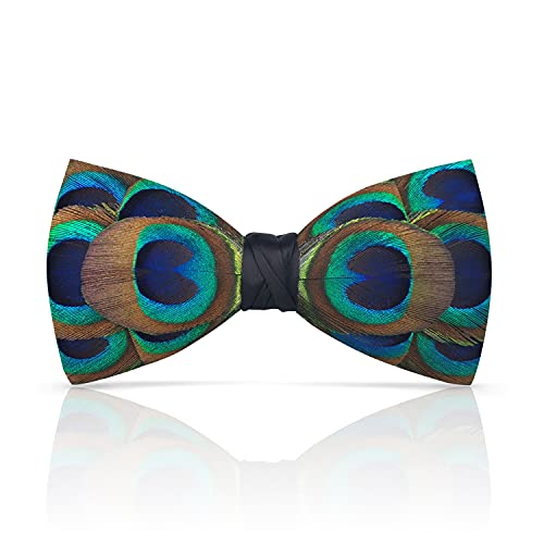 Image of Feather Bow Ties for Men Original Luxury Elegant Wedding Bow Tie Pre-Tied Handmade Mens Bowties for Tuxedo
