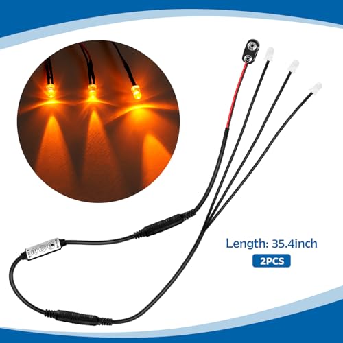 Rossesay 2 Pieces Flame 3 Head Micro Special Effects Flicker Light Kit 12v 9v Dc for Theatrical Torch, Orange and Purple(Orange) - Thumbnail 2