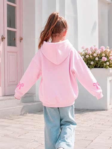 QIXYN Girls hoodies Bow Graphic Long Sleeve Hooded Sweatshirt Pullover Tops - image 2