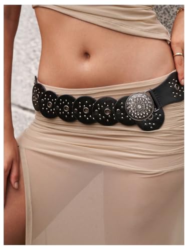 SweatyRocks Women's Vintage Western Wide Waist Belt Boho Country PU Leather Belts for Dress4