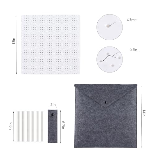 Image of 13''Crochet Blocking Board with 20 Pegs /Pins Granny Square Blocking Boards for Crochet Projects,Plastic Waterproof Crochet Peg Blocking Board Gift for Crocheters and Beginners