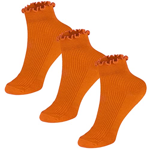 Image of Womens Ankle Casual Socks Lace Ruffle Low Cut Knit Cotton Lettuce Socks for Women Girls