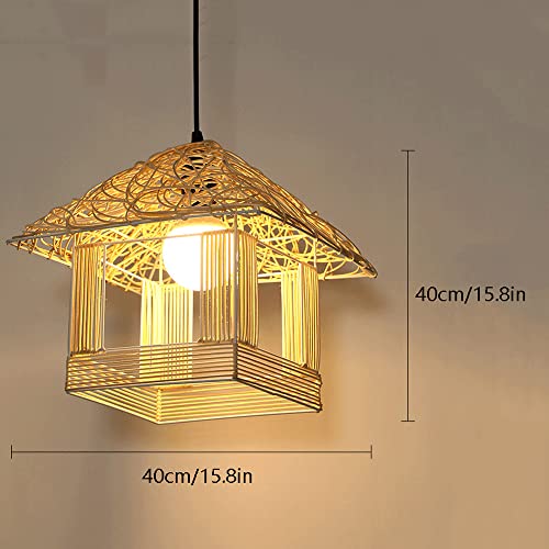 Lustre en bambou fait main style rétro pour chambre et salon