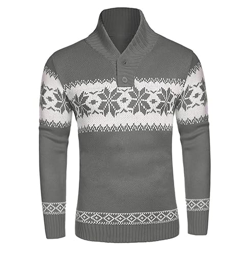 Men’s Casual Christmas Sweater Slim Fit Ugly Knitted Xmas Knitwear Holiday Knit Snowflake Pullover Sweaters3