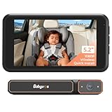 Babyvue BV6 Wireless Baby Car Camera Easy to Install, No Wiring Car Baby Monitor with HD1080P IR Night Vision, 5.2" Screen Car Seat Camera 3X Zoom for Kids