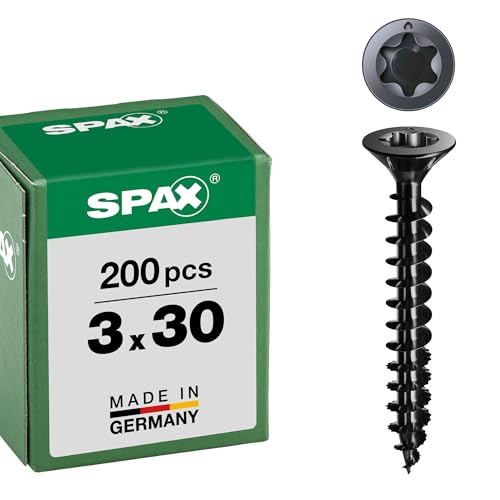 Spax T-STAR plus, vite universale, a testa svasata, nera, filettatura completa (3 x 30 mm, 200 pezzi)