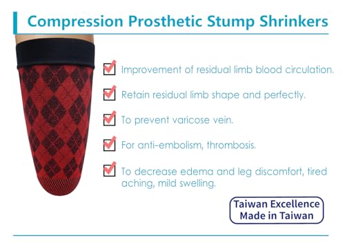 Image of Prosthetic Stump Shrinkers-Above Knee, 35cm, Compression, 20-30, Amputee Socks, Tartan Pattern, Taiwan Excellence