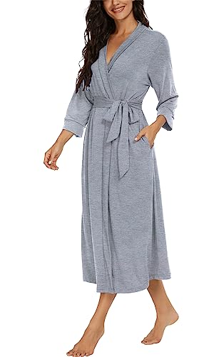 Image of VINTATRE Women Robes Long Knit Bathrobe Lightweight Soft Bath Robe with Pockets