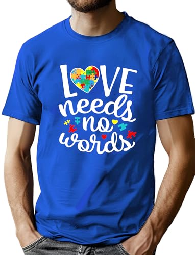 PICKID Autism Awareness Shirt Men Autism T Shirt Autism Acceptance Shirt Be Kind Inspirational Tee Autism Support Tops, Blue4, Large