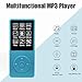 64GB MP3 Player with Speaker Earphones Portable Music Player for Kids Support Voice Recorder Photo Video E-Book, Light Blue