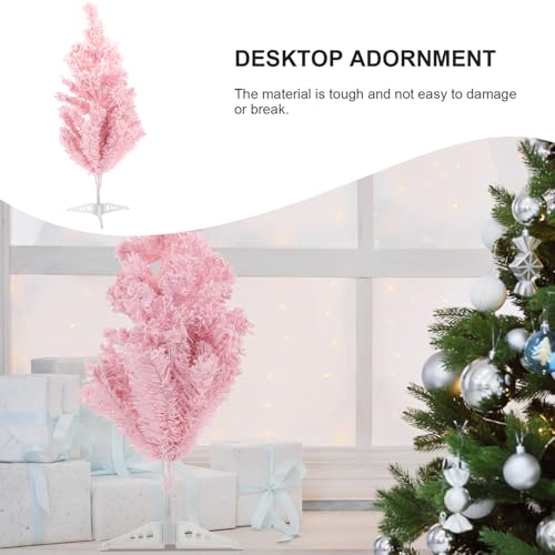 Árbol de Navidad flocado rosa mini como obsequio navideño original de mesa 4