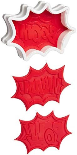 Tovolo Burst Reversible Templates Set of 6 Stamps, Comic Book Cookie Cutter, Dishwasher-Safe, Red