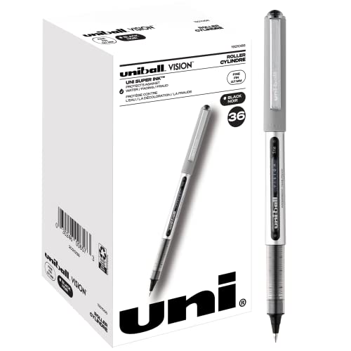 Image of uniball Vision Rollerball Pens, Fine Point (0.7mm), Black, 36 Pack