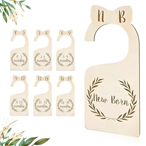 Image of Trendsettings Solid Baby Closet Dividers for Boys and Girls Baby Dividers for Clothes Wooden Baby Closet Dividers Size Dividers (Leaf)