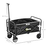 Outsunny 62L Festival Trolley on Wheels, Garden Folding Trolley Cart, 120kg Heavy Duty Collapsible Folding Wagon with Adjustable Handle and Carrying Bag for Beach, Camping, Festival, Black - Image 7