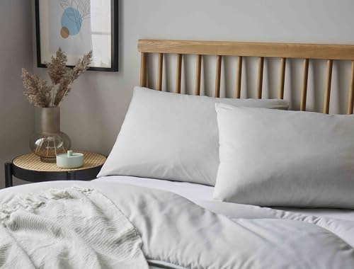 Night Lark Pillowcase Pair Linen Collection – Super Soft Touch Pillow Covers with Microfibre Covers, Luxury Bedding, Machine Washable, Standard Size – Cloud Grey