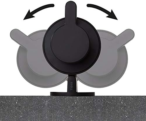 Tiger Tune Soap Dispenser, No Drilling Required Thanks to 3M Self-Adhesive Backing System, Optional Mounting with Screws and Plugs, Stainless Steel Brushed, Black, 6.8 x 12.3 x 10.9 cm