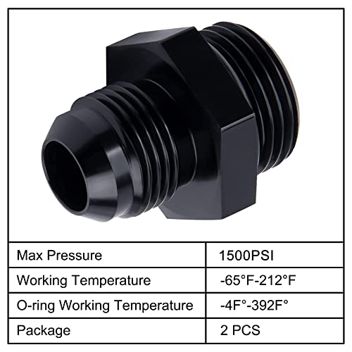 Image of EVIL ENERGY 10AN Flare to 12AN ORB Male Fuel Rail Adapter Fitting Black 2Pcs