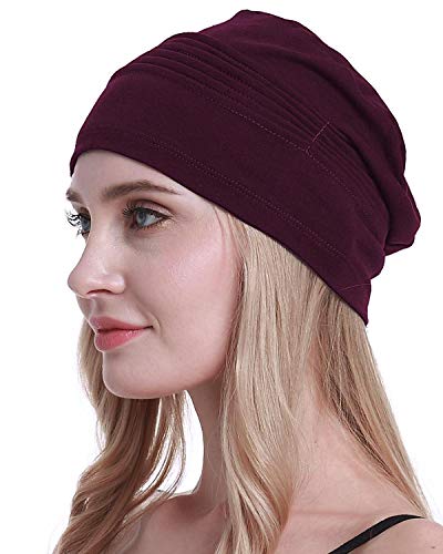 osvyo Baumwolle Chemo Kopfbedeckungen Hüte weiche Mützen für Frauen Haarausfall Krebs Beanies Turban Versiegelte Verpackung Wein Cover