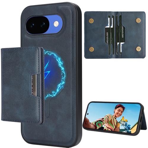 Portefeuille Google Pixel 10a Ysnzaq en cuir amovible bleu haute qualité