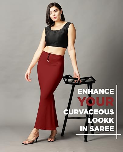 Image of ZORNITSA Cotton Lycra Saree Shapewear Petticoat for Women, Stretchable Saree Shaper Petticoat Inskirt, Shape wear Dress for Saree, Skirts