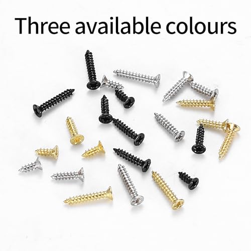 Small Self-Drilling Screws, 2400 Small Wood Screws, Phillips Screws, Flat Head Countersunk Self-Drilling Screws for Electronics DIY Woodworking - Gold - Image 3