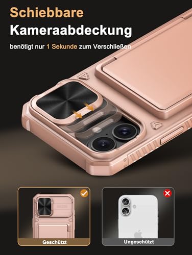 Coque iPhone 16 Plus antichoc robuste avec blocage RFID couleur or rose - 4